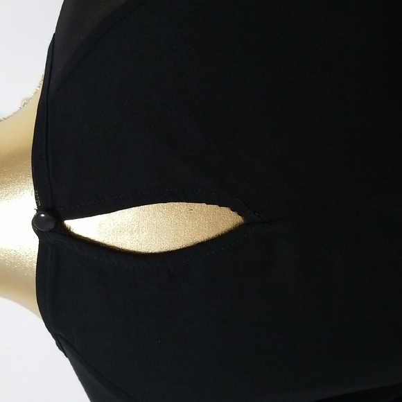 Black Shift Dress with Beads & Embellishments Sheer Long Sleeves - Picture 8 of 16